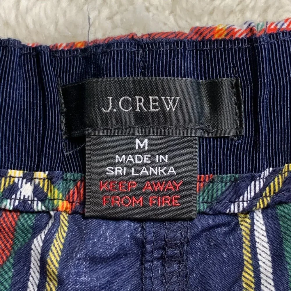 J. Crew Men’s 100% Cotton Red Blue Holiday Plaid Pajama Set Size Medium